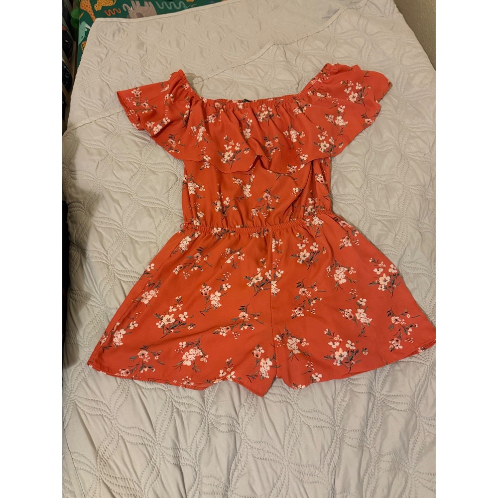 Mm Mm Mm Floral Off Shoulder Romper Women's Small Ruffle Boho Lined Small